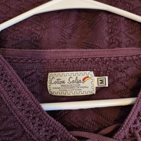 Women's Hand Made Knit Flowy Indie Hippie Fairy Style Corset Tie Up Blouse - Picture 6 of 6